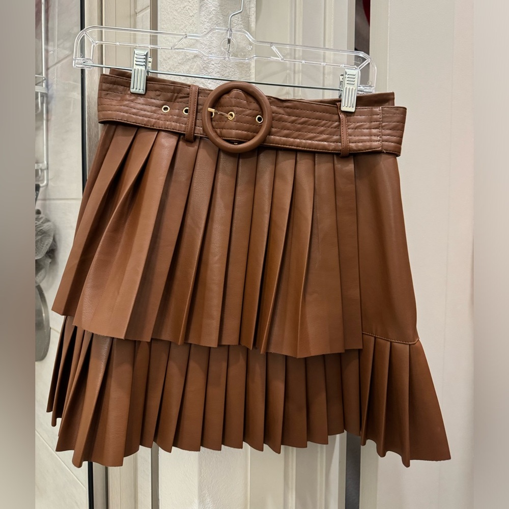Faux Leather Brown mini skirt from Zara